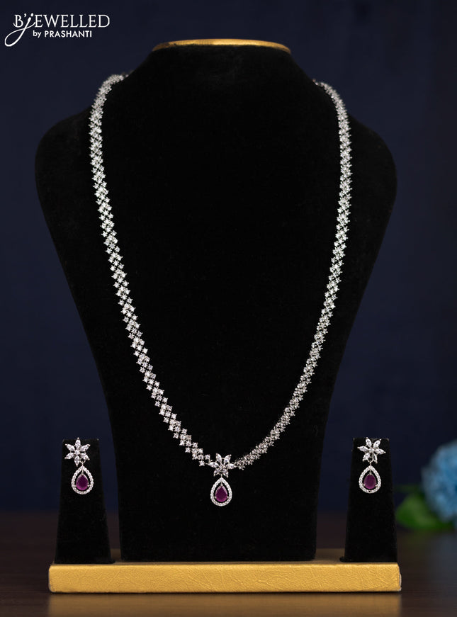 Zircon haaram with ruby and cz stones