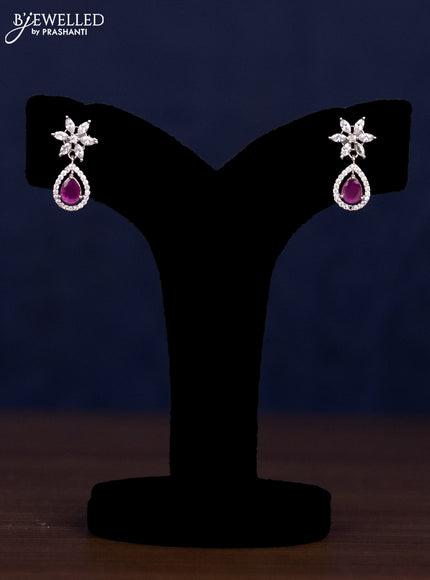 Zircon haaram with ruby and cz stones