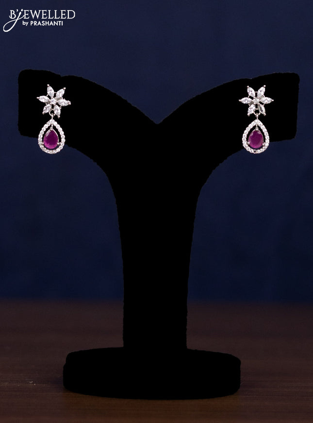 Zircon haaram with ruby and cz stones