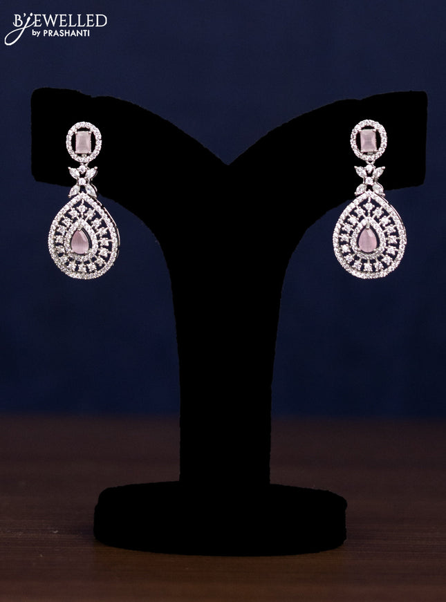Zircon haaram with baby pink and cz stones