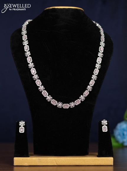 Zircon haaram with baby pink and cz stones