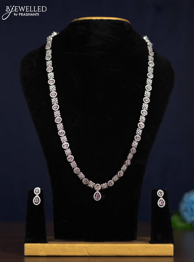 Zircon haaram with baby pink and cz stones