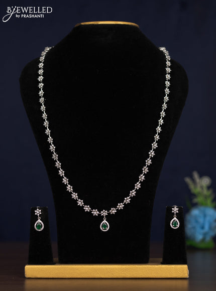 Zircon haaram with emerald and cz stones