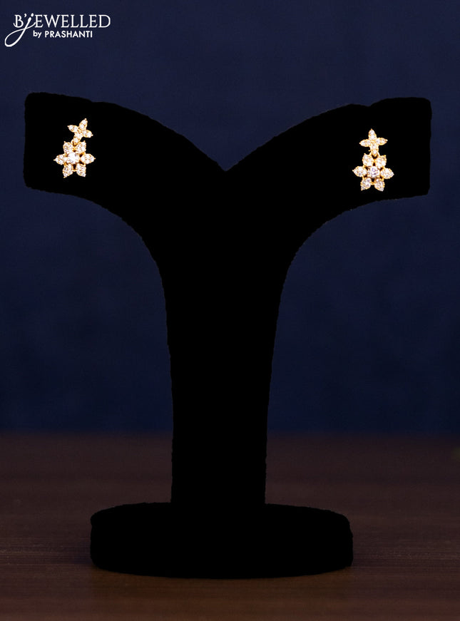 Zircon haaram floral design with cz stones in gold finish