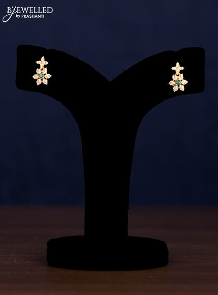 Zircon haaram floral design with emerald & cz stones in gold finish