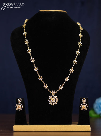 Zircon haaram with cz stones in gold finish