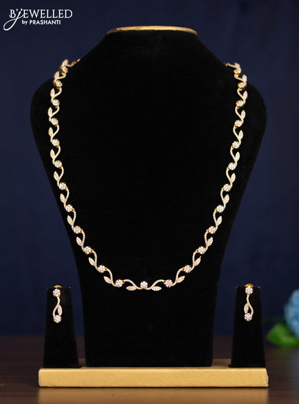 Zircon haaram with cz stones in gold finish