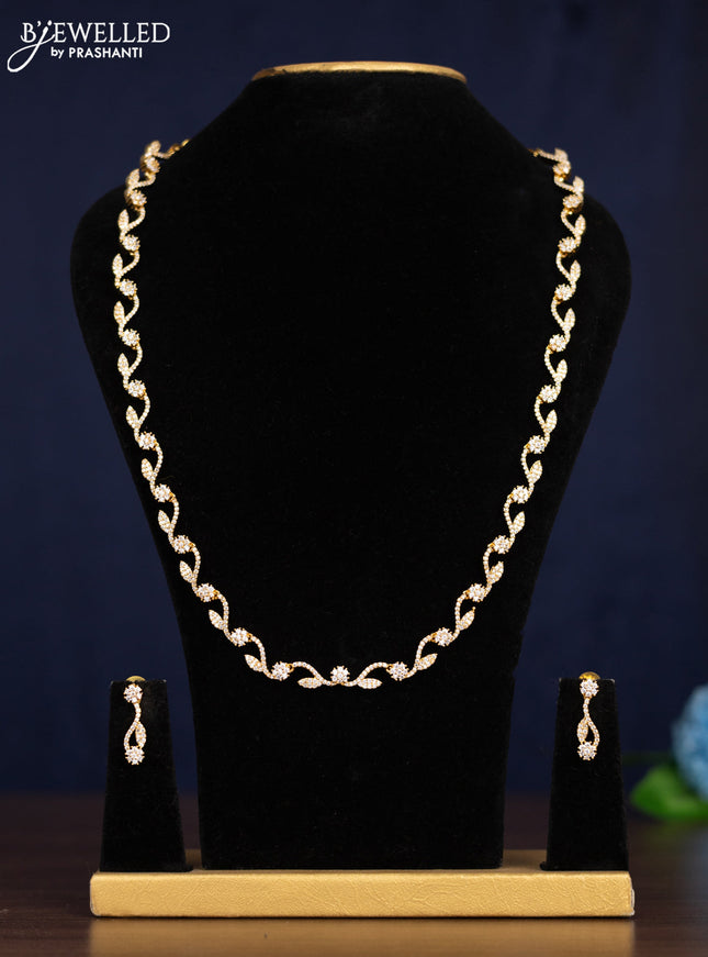 Zircon haaram with cz stones in gold finish