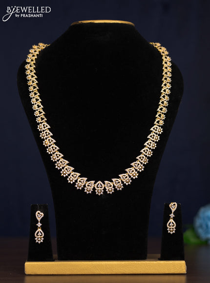 Zircon haaram with cz stones in gold finish