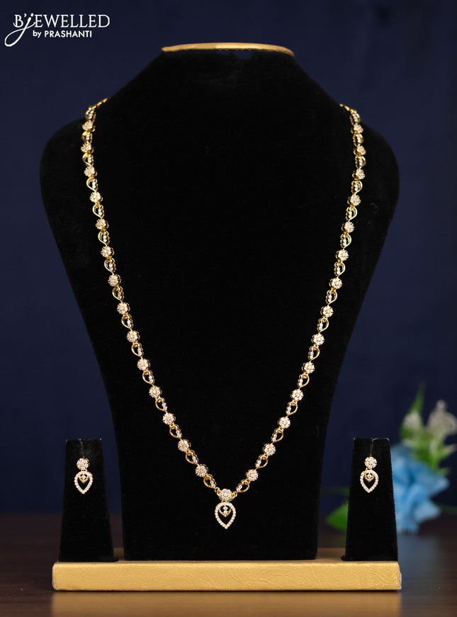 Zircon haaram with cz stones in gold finish