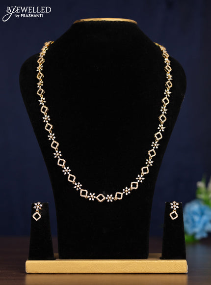 Zircon haaram with cz stones in gold finish