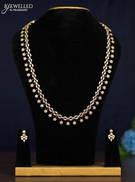 Zircon haaram with cz stones in gold finish