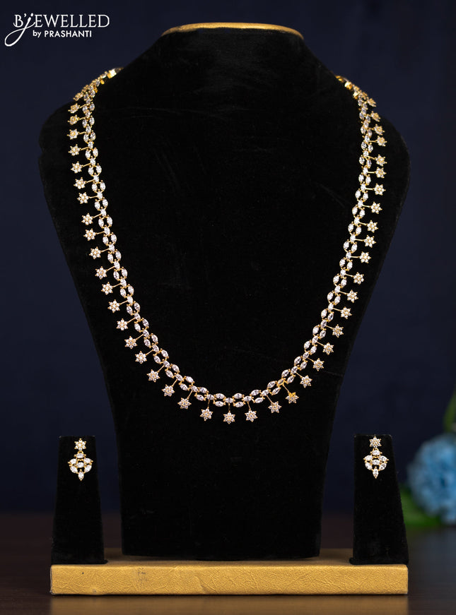 Zircon haaram with cz stones in gold finish