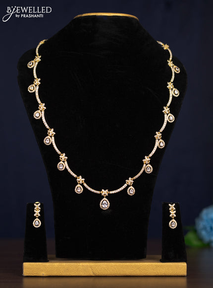 Zircon haaram with cz stones in gold finish