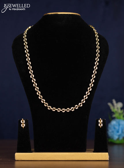 Zircon haaram with cz stones in gold finish