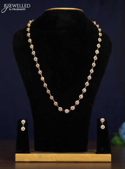 Zircon haaram with cz stones in gold finish