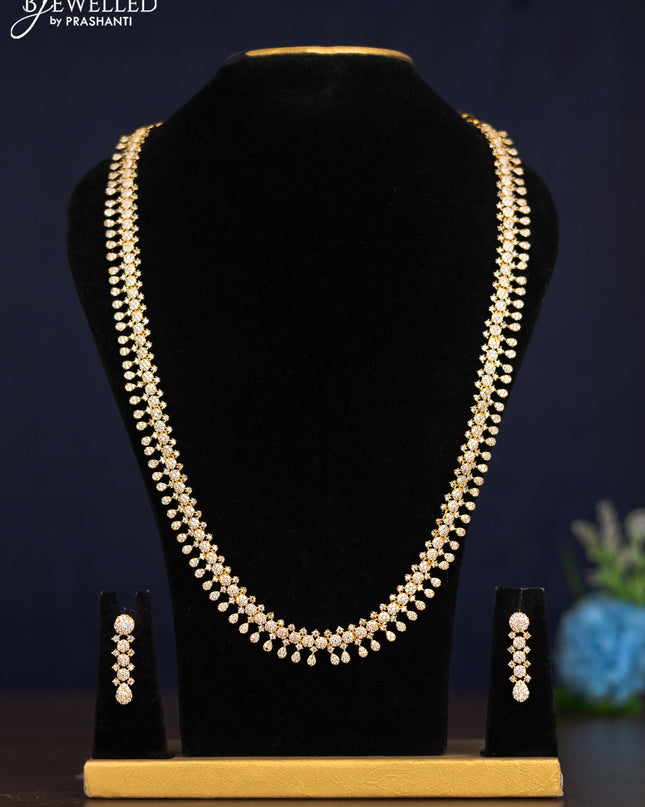 Zircon haaram with cz stones in gold finish