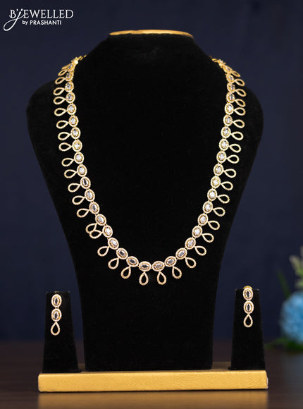 Zircon haaram with cz stones in gold finish