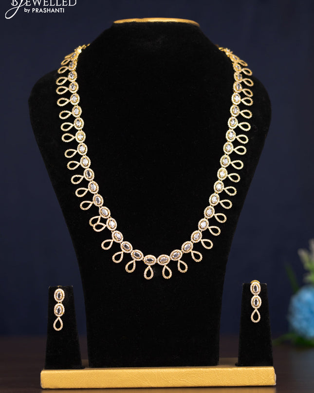 Zircon haaram with cz stones in gold finish