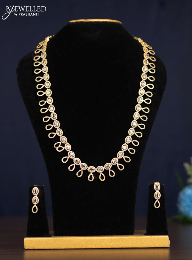 Zircon haaram with cz stones in gold finish