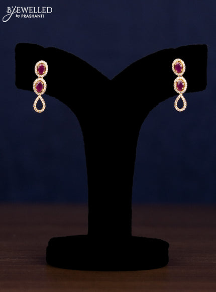 Zircon haaram with ruby and cz stones in gold finish