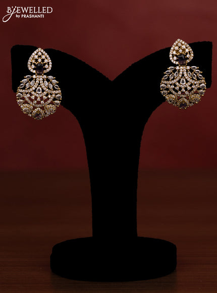 Beaded multilayer violet necklace with cz stones in victorian finish