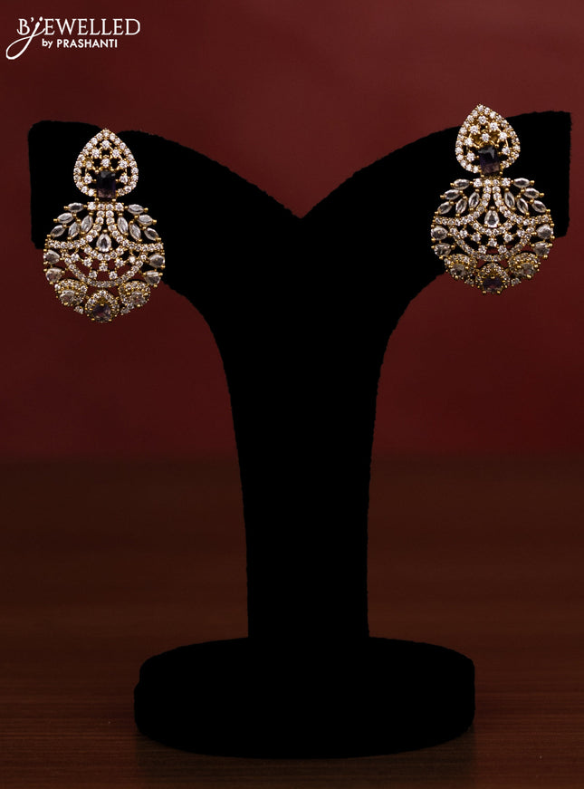 Beaded multilayer violet necklace with cz stones in victorian finish