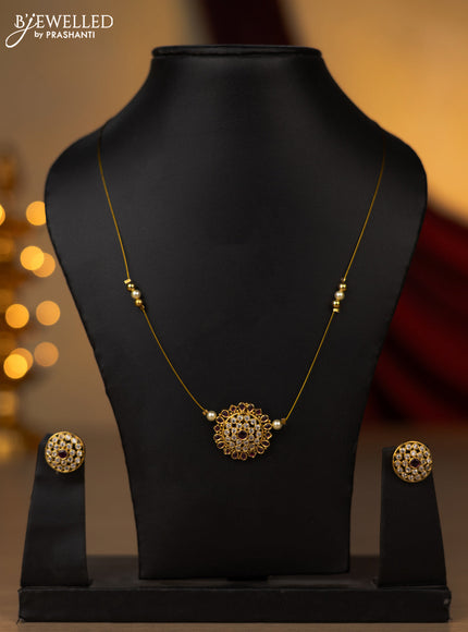 Invisible chain with pink kemp and cz stones