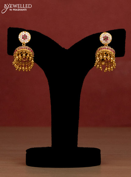 Beaded maroon haaram with kemp and cz stones side pendant