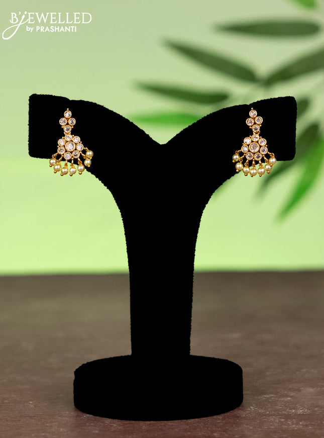 Pearl necklace with cz stones and pearl hangings