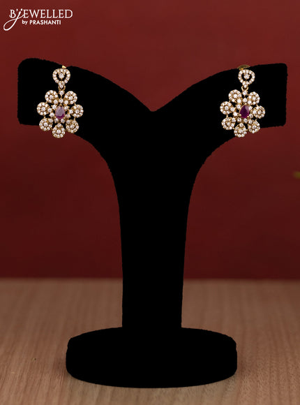 Beaded double layer maroon haram with ruby and cz stones in victorian finish