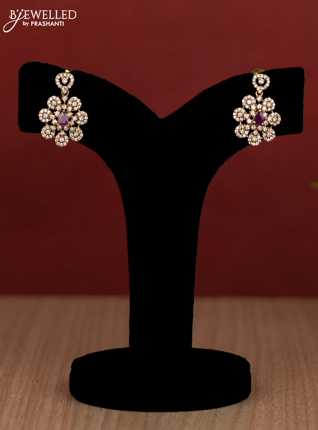 Beaded double layer maroon haram with ruby and cz stones in victorian finish