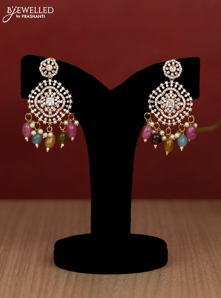 Beaded double layer multicolour haram with cz stones and pearl & beads hanging in victorian finish