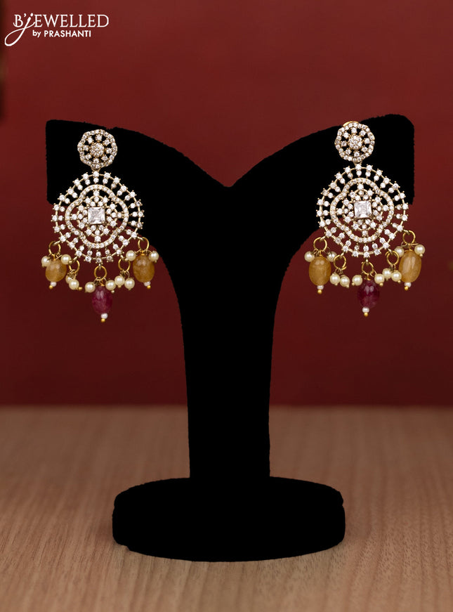 Beaded double layer multicolour haram with cz stones and pearl & beads hanging in victorian finish