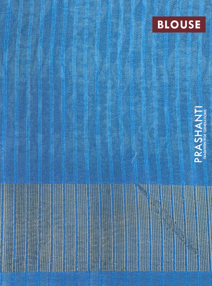 Crushed tissue saree light blue with allover floral digital prints and zari woven border