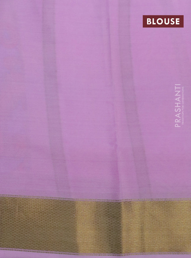 Pure mysore silk saree light pink and dark pink with zari woven stripes pattern and rettapet zari woven printed border
