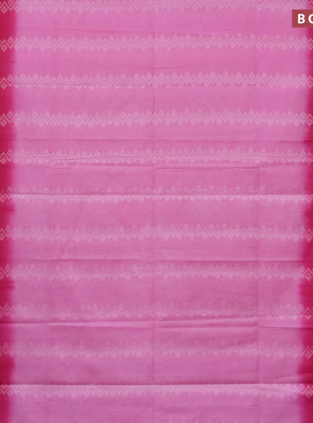 Bamboo saree light pink and pink with allover geometric thread weaves and sequin work pallu