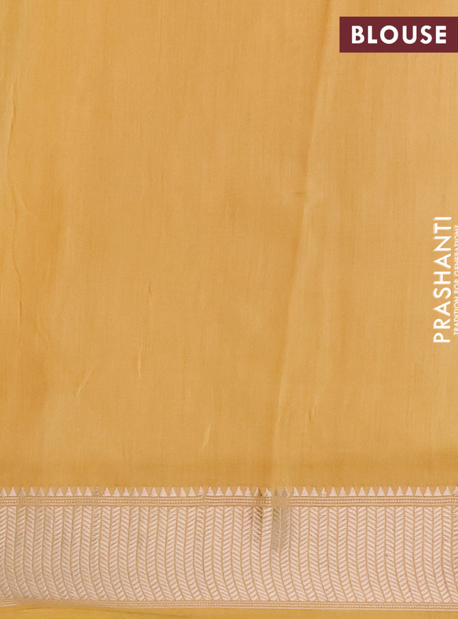 Assam silk saree yellow with floral butta prints and zari woven border