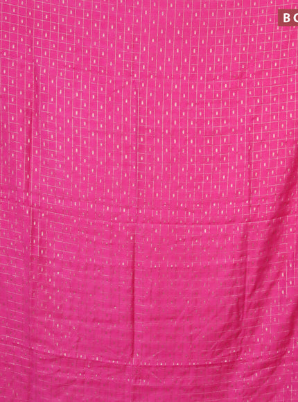 Semi chanderi saree pink and dark blue with allover zari checks & buttas and zari woven & gotapatti lace work border