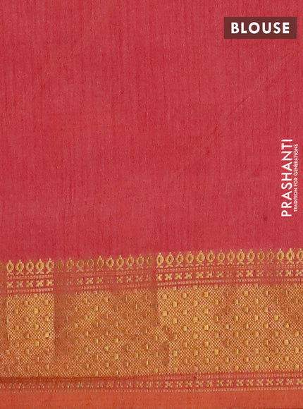 Semi tussar saree dual shade of grey and dual shade of pink with allover ikat prints and zari woven border