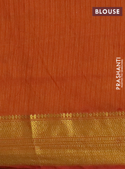 Semi tussar saree dual shade of purple and rust shade with allover ikat prints and zari woven border