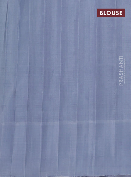 Pure gadwal silk saree green shade and grey with silver & gold zari woven floral buttas and temple design silver zari woven border