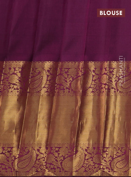 Pure gadwal silk saree dual shade of grey and dark magenta pink with allover zari woven brocade weaves and long rich zari woven border