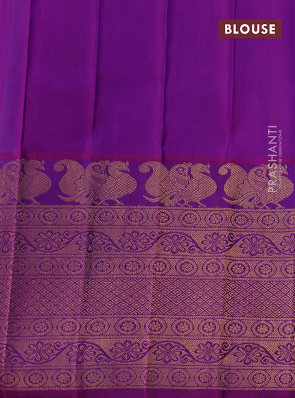 Pure gadwal silk saree blue and purple with zari woven buttas and long rich zari woven border