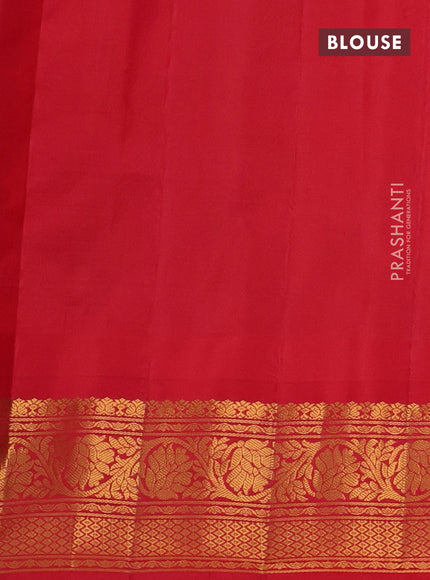 Pure gadwal silk saree light blue and red with zari woven buttas and temple design zari woven border