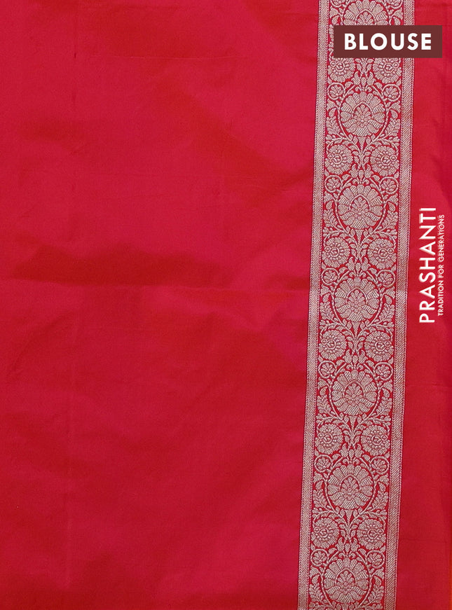 Banarasi uppada silk saree dual shade of pinkish orange with allover zari woven butta weaves and zari woven border