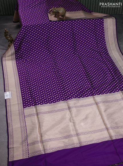 Banarasi uppada silk saree violet with allover zari woven butta weaves and zari woven border