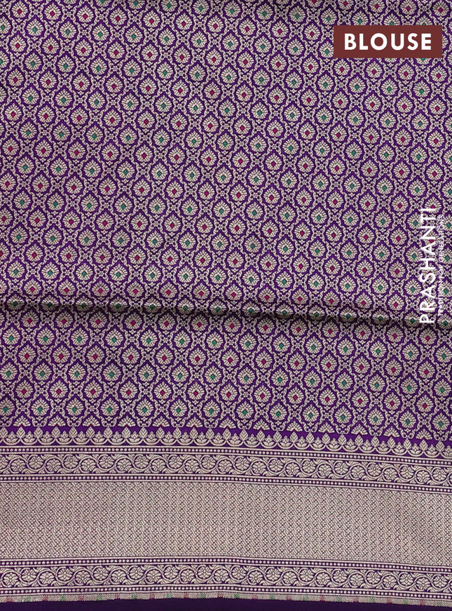 Banarasi uppada silk saree violet with allover zari woven butta weaves and zari woven border