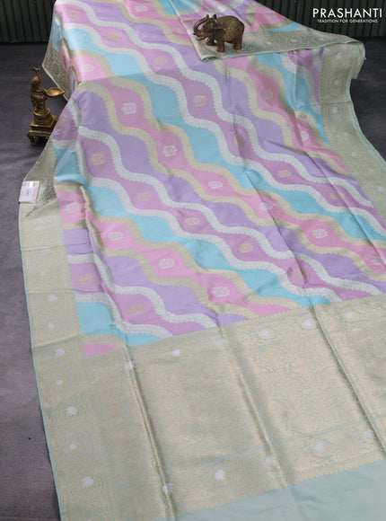 Banarasi uppada silk saree multi colour with allover silver & gold zari weaves and zari woven border