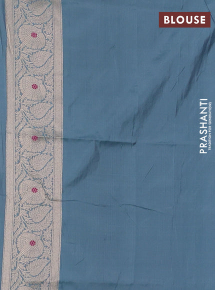 Banarasi uppada silk saree pastel blue with allover zari woven brocade weaves and zari woven border